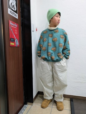 「アイテム（スウェット）」を使った、yuui8135さん（キッズ・137cm）の冬コーディネート