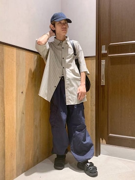 「アイテム（カーゴパンツ）」を使った、Kanさん（メンズ・157cm）の夏コーディネート