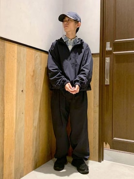 「アイテム（ナイロンジャケット）」を使った、Kanさん（メンズ・157cm）の秋コーディネート