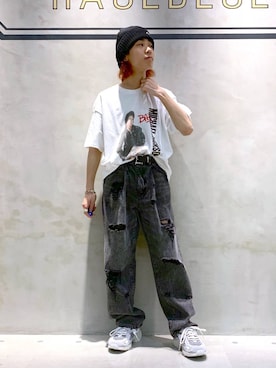 「RAGEBLUE（レイジブルー）のアイテム（スニーカー）」を使った、Kanさん（メンズ・157cm）の春コーディネート