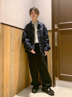 「アイテム（スウェットパンツ）」を使った、Kanさん（メンズ・157cm）の秋コーディネート
