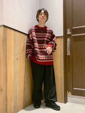 「アイテム（ネックレス）」を使った、Kanさん（メンズ・157cm）の秋コーディネート