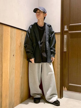 「アイテム（スウェットパンツ）」を使った、Kanさん（メンズ・157cm）の秋コーディネート
