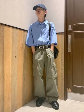 「アイテム（カーゴパンツ）」を使った、Kanさん（メンズ・157cm）の夏コーディネート