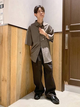 「RAGEBLUE（レイジブルー）のスウェード/ビッグシャツ（シャツ/ブラウス）」を使った、Kanさん（メンズ・157cm・20代）の夏コーディネート