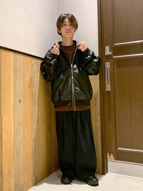 coach レザージップアップパーカー LUXE/R レザーパーカー メンズ 長袖 裏起毛 厚手 ジップアップ 革 無地