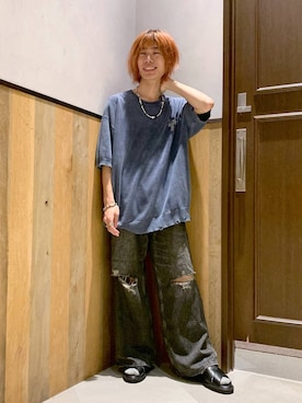 「アイテム（ブレスレット、パープル系）」を使った、Kanさん（メンズ・157cm）の夏コーディネート