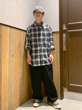 「アイテム（スウェットパンツ）」を使った、Kanさん（メンズ・157cm）の秋コーディネート