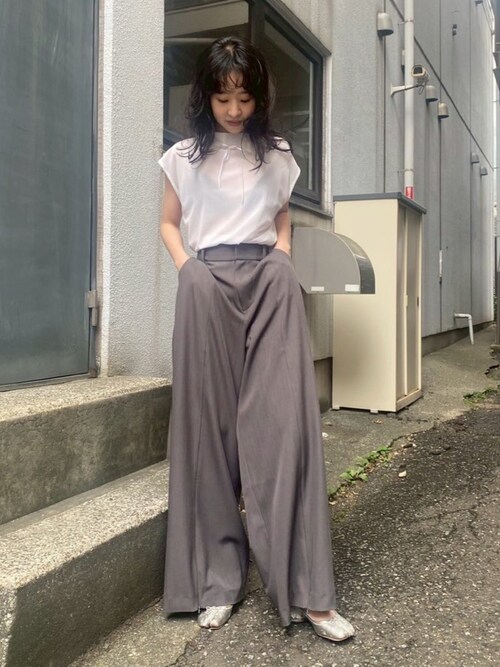 J1U by LA BELLE ETUDE tシャツ ワイドハイネックダブルチュールTOPS 