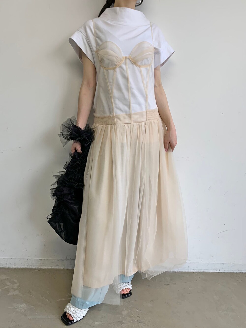 ❤︎LA BELLE ETUDE❤︎ ローウエスト ビスチェ ワンピース 黒 LA BELLE ETUDE ワンピース ローウエストビスチェワンピース