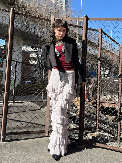 スカート シアーティアードlongニットスカート セール】シアー