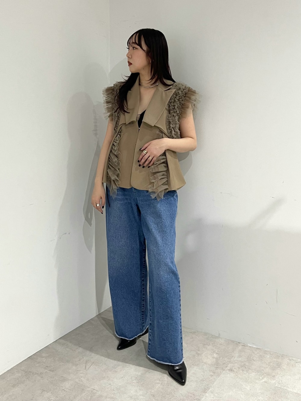 2WAYボリュームギャザーチュールノースリーブジャケット【セットアップ