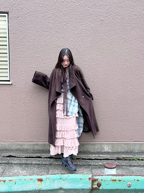 セール】アシンメトリーBIGカラーロングコート（その他アウター