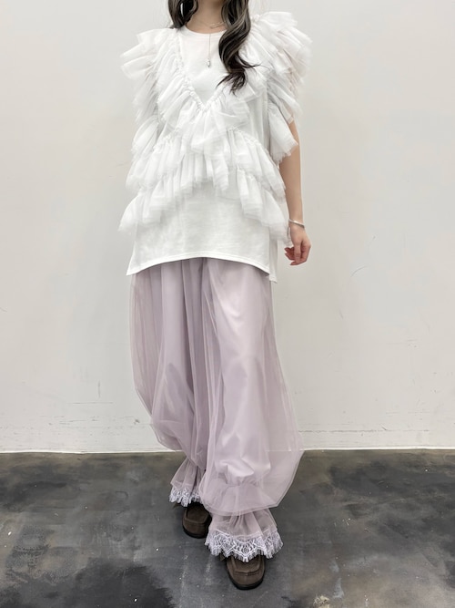 チュールギャザーフリルカットトップス（Tシャツ/カットソー）｜LA