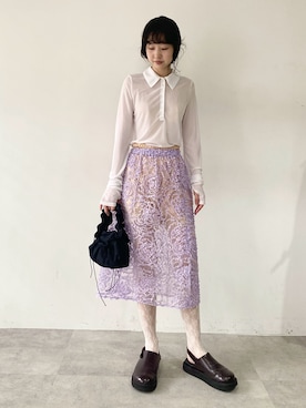 「アイテム（スカート、パープル系）」を使った、LA BELLE ETUDEさん（レディース・165cm）の夏コーディネート