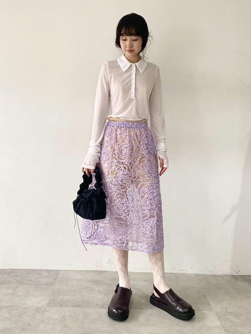 セール】シアーローズモチーフレースIラインスカート（スカート）｜J1U