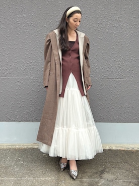 「アイテム（カチューシャ）」を使った、LA BELLE ETUDEさん（レディース・161cm）の秋コーディネート