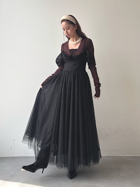 「アイテム（カチューシャ）」を使った、LA BELLE ETUDEさん（レディース・162cm）の冬コーディネート