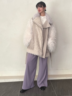 「アイテム（ライダースジャケット）」を使った、LA BELLE ETUDEさん（レディース・165cm）の秋コーディネート