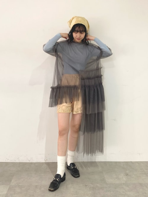 ブラウス シャツ レイヤードギャザーチュールデザイントップス レディース CORNERS ブラウス シャツ チュールレイヤードギャザーブラウス