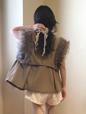 2WAYボリュームギャザーチュールノースリーブジャケット【セットアップ