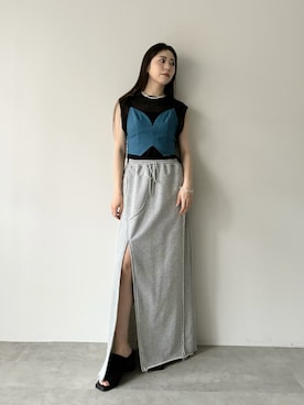 「ショート丈トップス」｜「アイテム（その他トップス）」を使った、LA BELLE ETUDEさん（レディース・163cm）の夏コーディネート