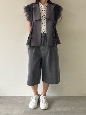 「アイテム（その他アウター、グレー系）」を使った、LA BELLE ETUDEさん（レディース・155cm）の夏コーディネート