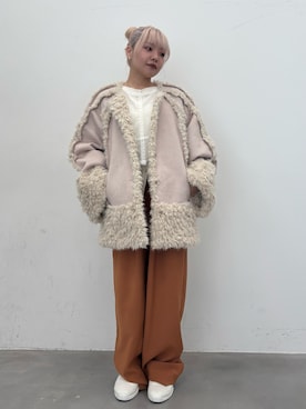 「アイテム（ノーカラーコート）」を使った、LA BELLE ETUDEさん（レディース・149cm）の冬コーディネート