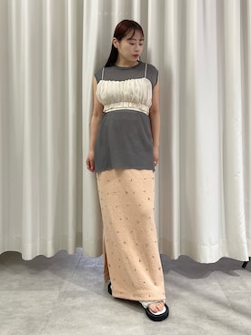 「LA BELLE ETUDE（ラベルエチュード）のアイテム（Tシャツ/カットソー）」を使った、LA BELLE ETUDEさん（レディース・155cm）の春コーディネート