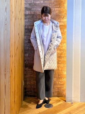 「アイテム（スウェット、パープル系）」を使った、ronさん（レディース・158cm）の冬コーディネート