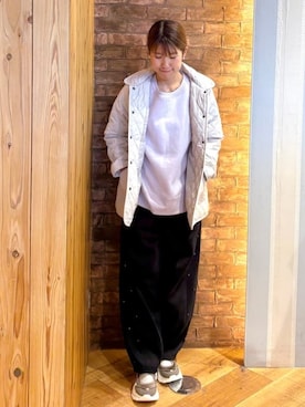 「アイテム（スウェット、パープル系）」を使った、ronさん（レディース・158cm）の冬コーディネート