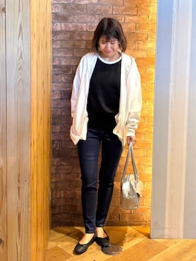 「アイテム（ボストンバッグ、シルバー系）」を使った、ronさん（レディース・158cm）の冬コーディネート