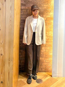 「SHOO・LA・RUE（シューラルー）のベーシックスニーカー（スニーカー、ブラウン系）」を使った、ronさん（レディース・158cm）の春コーディネート