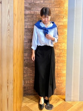 「SHOO・LA・RUE（シューラルー）の【セレモニー】ローヒールパンプス（パンプス、ブラック系）」を使った、ronさん（レディース・158cm）の春コーディネート