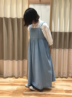 「サマンサモスモス」｜「アイテム（オールインワン・サロペット）」を使った、うちはらさん（レディース・151cm）の春コーディネート