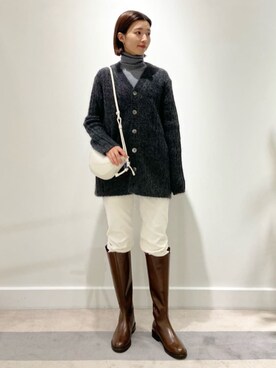 「リブニット」｜「アイテム（その他シューズ）」を使った、KawasakiTOMORROWLANDさん（レディース・162cm）の冬コーディネート