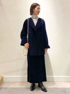 「トゥモローランド」｜「アイテム（ノーカラーコート）」を使った、KawasakiTOMORROWLANDさん（レディース・162cm）の冬コーディネート