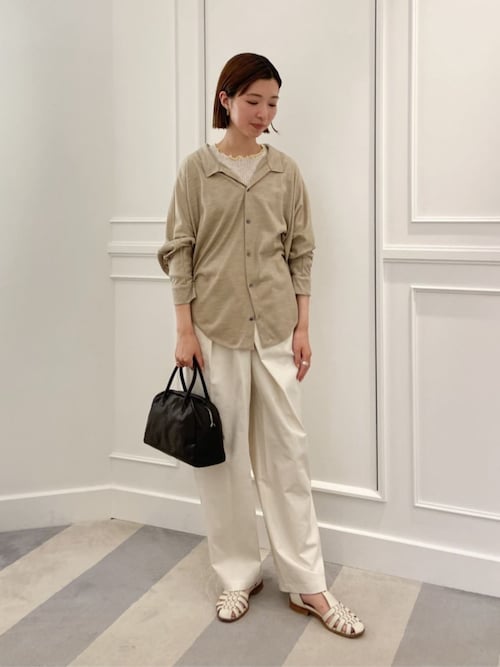 美品＊ギャルリーヴィー ドルマンスリーブジャケット コットン アイボリー系 レーヨンシルクブロード ドルマンスリーブシャツ（シャツ/ブラウス