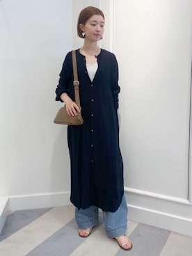 「デイリーカジュアル」｜「アイテム（シャツワンピース）」を使った、KawasakiTOMORROWLANDさん（レディース・162cm）の夏コーディネート