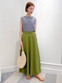 ギャルリーヴィー　リネンフレアスカート　ロング　パープル　ギャザースカート ギャルリーヴィー リネンフレアスカート ロング パープル