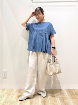 「オフィス」｜「アイテム（パンツ）」を使った、ながせさん（レディース・156cm）の夏コーディネート