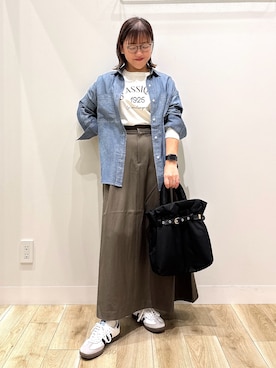 「アイテム（トートバッグ）」を使った、ながせさん（レディース・156cm）の秋コーディネート