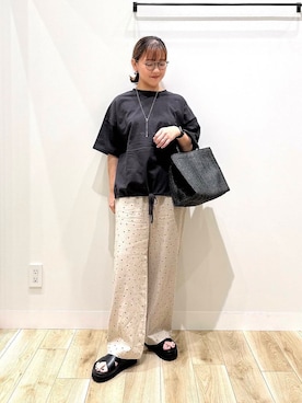 「30代前半」｜「アイテム（アクセサリー）」を使った、ながせさん（レディース・156cm）の夏コーディネート