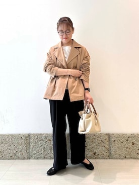 「通勤コーデ」｜「アイテム（その他アウター）」を使った、ながせさん（レディース・156cm）の春コーディネート