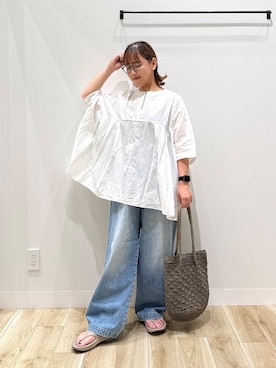 「30代前半」｜「アイテム（アクセサリー）」を使った、ながせさん（レディース・156cm）の夏コーディネート