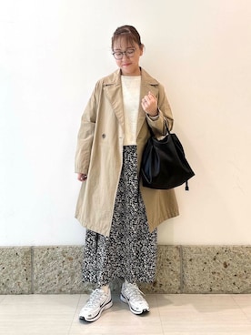 「ナチュラル×カジュアル」｜「アイテム（その他アウター）」を使った、ながせさん（レディース・156cm）の春コーディネート