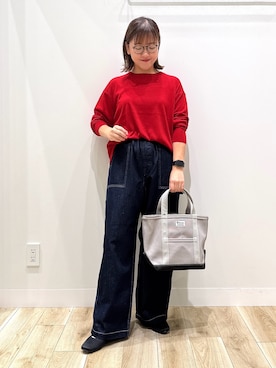 「ORCIVAL（オーシバル）のORCIVAL　TOTE BAG SMALL（トートバッグ）」を使った、ながせさん（レディース・156cm）の秋コーディネート