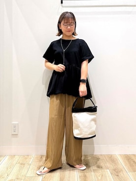 「URBAN RESEARCH DOORS（アーバンリサーチドアーズ）の『UVカット/接触冷感/吸水速乾』ドライタッチリラックスパンツ（その他パンツ）」を使った、ながせさん（レディース・156cm）の夏コーディネート