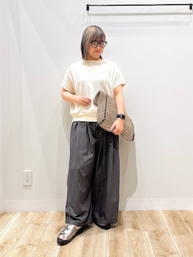 「URBAN RESEARCH DOORS（アーバンリサーチドアーズ）のタックフライスフレンチTシャツ（Tシャツ/カットソー、ベージュ系）」を使った、ながせさん（レディース・156cm）の春コーディネート