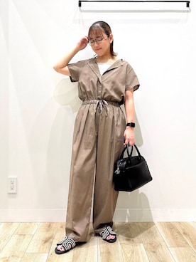 「骨格ナチュラル」｜「アイテム（サロペット/オーバーオール）」を使った、ながせさん（レディース・156cm）の夏コーディネート